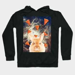 Bunny in flying pizza space Hoodie